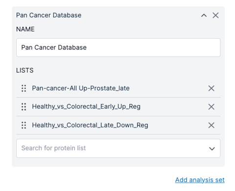 Add analysis set panel in CAMERA GSEA, with three lists grouped as a Pan Cancer Database